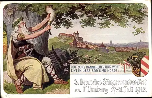 Ganzsachen Künstler Ak Bankel, Nürnberg, 8. Dt. Sängerbundesfest 1912
