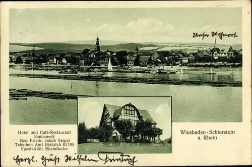 Ak Schierstein Wiesbaden in Hessen, Hotel und Café Restaurant Sonneneck