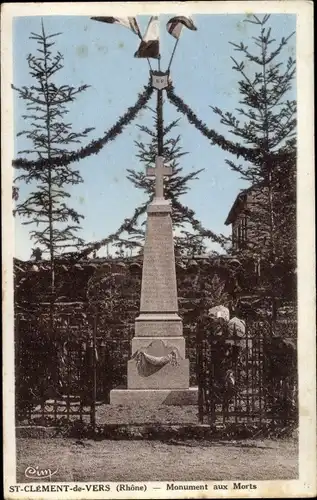 Ak St Clément de Vers Rhône, Monument aux Morts, vue générale