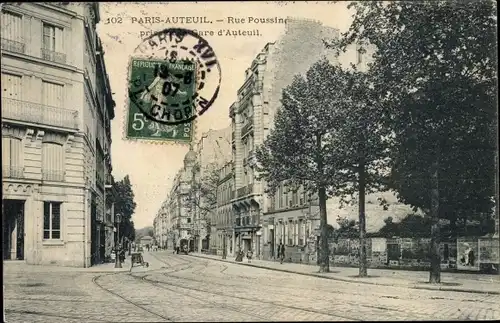 Ak Paris XVI., Rue Poussin, prise de la Gare d'Auteuil