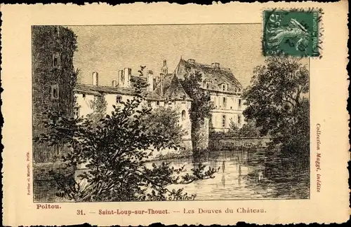 Künstler Ak St. Loup sur Thouet Deux-Sèvres, Douves du Chateau