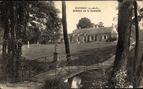 Ak Chitenay Loir et Cher, Chateau de la Cocherie, pont