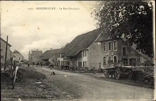 Ak Bessoncourt Territoire de Belfort, La Rue Principale