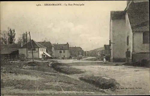 Ak Sermamagny Territoire de Belfort, La Rue Principale