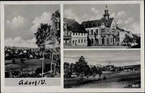 Ak Adorf im Vogtland, Teilansichten, Rathaus