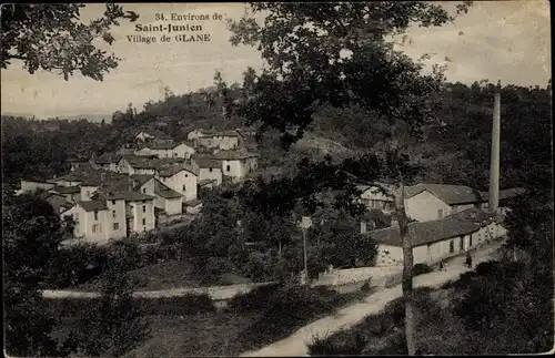 Ak Glane Saint Junien environs Haute Vienne, Blick auf den Ort, Schornstein