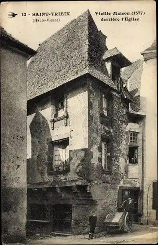 Ak Saint Yrieix Haute Vienne, Vieille Maison derriere l'Eglise, Handkarren