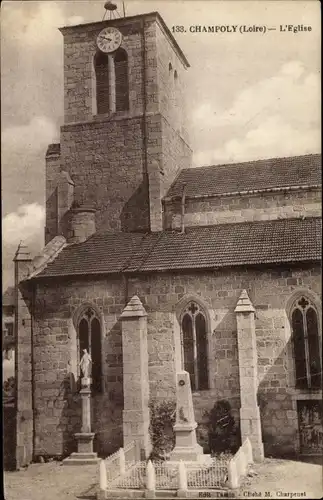 Ak Champoly Loire, L'Eglise, monument