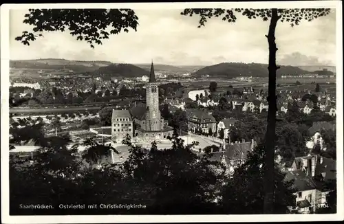 Ak Saarbrücken im Saarland, Ostviertel mit Christkönigskirche