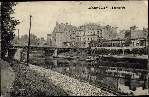 Ak St. Johann Saarbrücken im Saarland, Saarpartie, Brücke