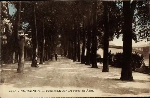 Ak Koblenz in Rheinland Pfalz, Promenade am Rhein