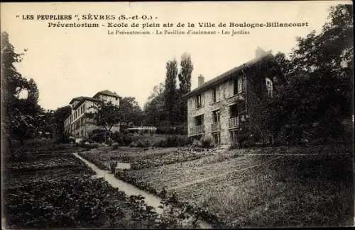 Ak Sèvres Ville d'Avray Hauts de Seine, Les Peupliers, Préventorium, Ecole de plein air, Les jardins