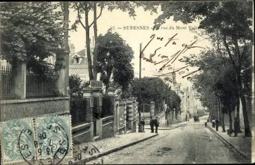 Ak Suresnes Hauts de Seine, La rue du Mont Valérien