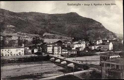 Ak Ventimiglia Liguria, Borgo S. Agostiono e fiume Roja