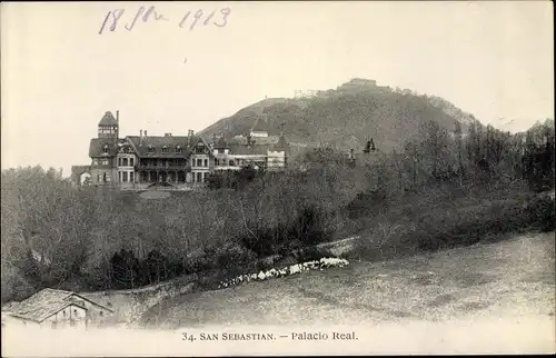 Ak Donostia San Sebastián Baskenland, Palacio Real, Panorama