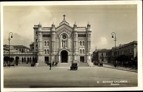 Ak Reggio Calabria Calabria, Duomo, Kutsche, Auto