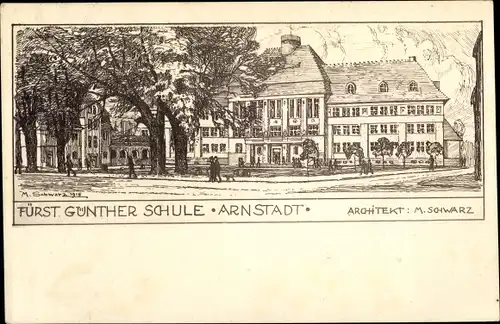 Künstler Ak Schwarz, M., Arnstadt im Ilm Kreis Thüringen, Fürst Günther Schule