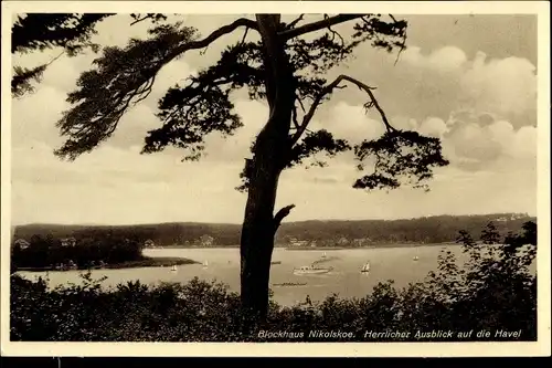 Ak Berlin Zehlendorf Wannsee, Blockhaus Nikolskoe, Havelpanorama