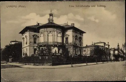 Ak Landau in der Pfalz, Ecke Schloßstraße und Südring