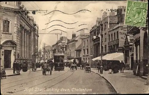 Ak Cheltenham South West England, High Street looking down