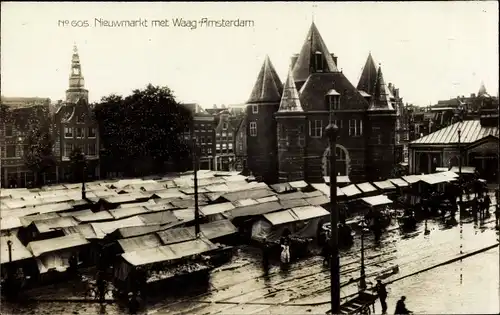 Ak Amsterdam Nordholland Niederlande, Nieuwmarkt met Waag