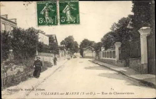 Ak Villiers sur Marne Val de Marne, Rue de Chennevieres