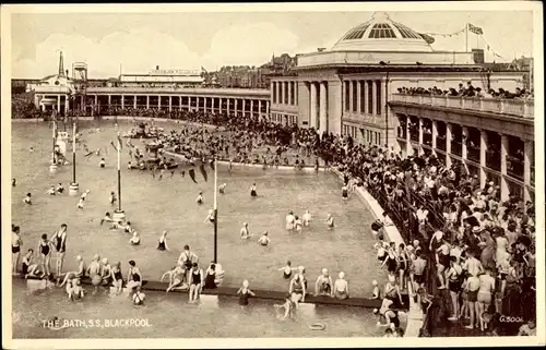 Ak Blackpool North West England, The Baths, Freibad