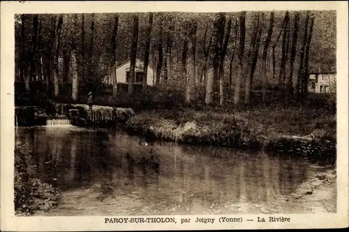 Ak Paroy sur Tholon Joigny environs Yvonne, La Riviere, Flusspartie, Gebäude