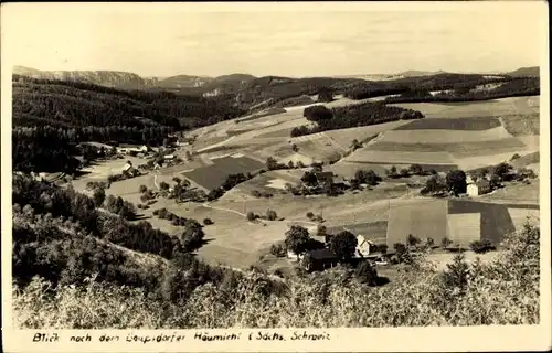 Ak Saupsdorf Sebnitz in Sachsen, Blick nach dem Saupsdorfer Räumicht, Felder, Wälder