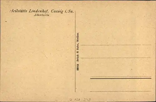 Ak Coswig in Sachsen, Heilstätte Lindenhof, Albertvilla