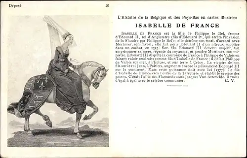 Künstler Ak Isabelle de France, Fille de Philippe le Bel, Histoire de la Belgique et des Pays Bas