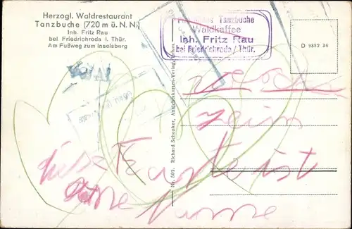 Ak Friedrichroda im Thüringer Wald, Teilansicht vom Waldkaffee Tanzbuche, Inhaber Fritz Rau