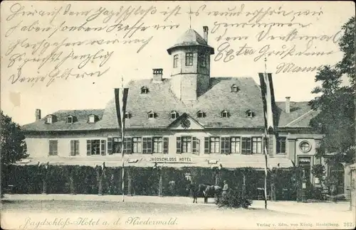 Ak Rüdesheim am Rhein in Hessen, Blick zum Jagdschloss Hotel a. d. Niederwald