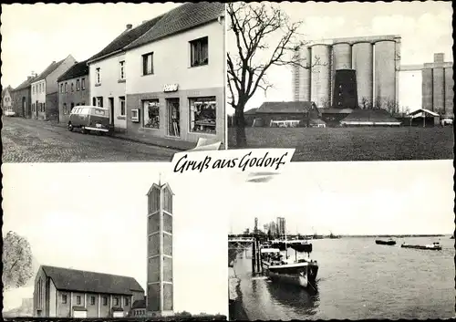Ak Godorf Köln Nordrhein Westfalen, Rewe Supermarkt, Kirche, Fabrik