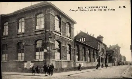 Ak Aubervilliers Seine Saint Denis, Groupe Scolaire de la Rue du Vivier