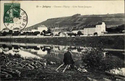 Ak Joigny Yonne, Chemin d'Epizy, Cote Saint Jacques, Angler