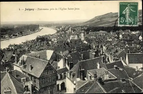 Ak Joigny Yonne, Panorama pris de l'Eglise Saint Jean, Blick auf den Ort