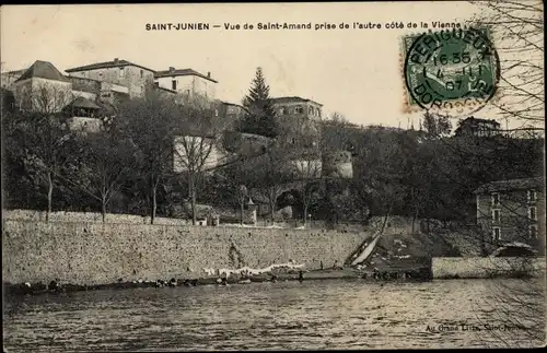 Ak Saint Junien Haute-Vienne, Vue de Saint Amand prise de l'autre cote de la Vienne