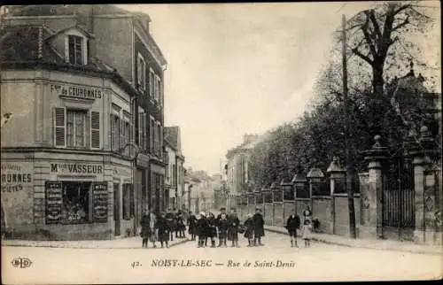 Ak Noisy le Sec Seine Saint Denis, Rue de Saint Denis, Geschäft, Kinder