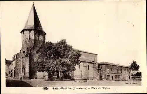 Ak Saint Mathieu Haute Vienne, Place de l'Eglise