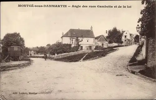 Ak Montgé sous Dammartin Seine-et-Marne, Angle des rues Gambetta et de la loi