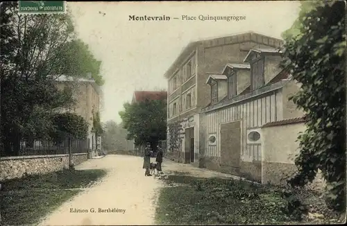 Ak Montevrain Seine-et-Marne, Place Quinquangrogne