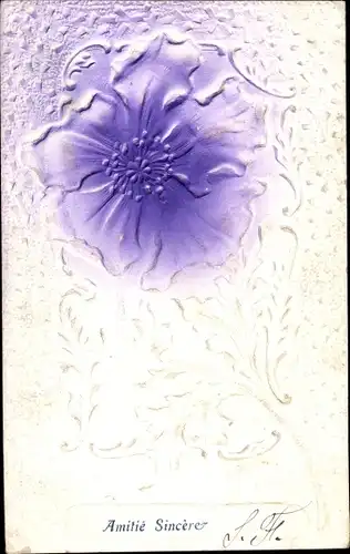 Präge Ak Amitié sincère, einzelne Blüte