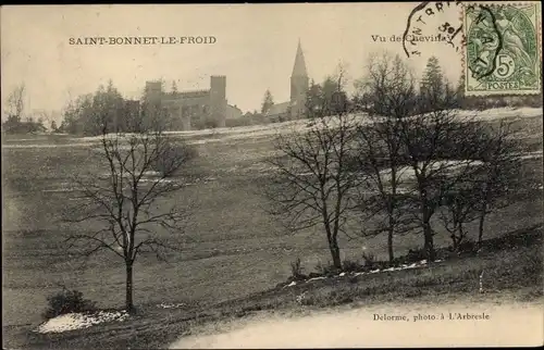 Ak Saint Bonnet le Froid Rhône, Vu de Chevinay, Kirche, Schloss