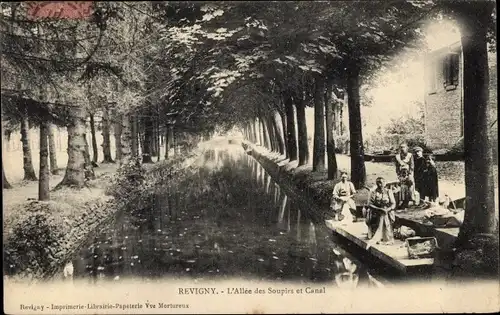 Ak Revigny Meuse, Allee des Soupirs et Canal