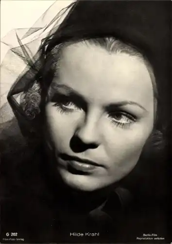 Ak Schauspielerin Hilde Krahl, Portrait, Weiße Schatten