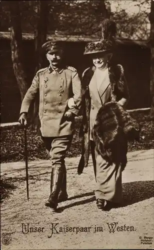 Ak Kaiser Wilhelm II. von Preußen, Kaiserin Auguste Viktoria, Pelz, NPG 5310