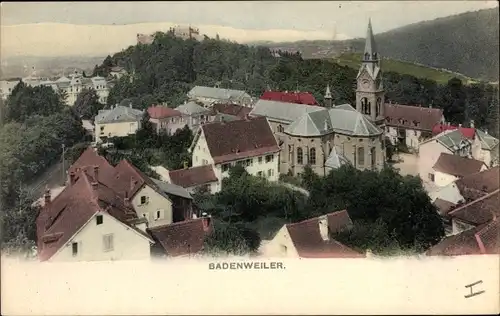 Ak Badenweiler im Kreis Breisgau Hochschwarzwald, Blick über die Dächer der Stadt, Kirche