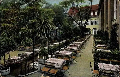 Ak Berlin Kreuzberg, F. Happoldt's Brauerei, Terrasse