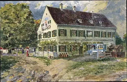 Künstler Ak Kronenwetter, J., Oberföhring München Bayern, Gasthaus Schlosswirt